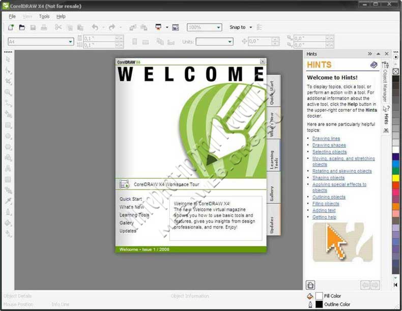 CorelDRAW Graphics Suite X4 ENG - главное окно программы
